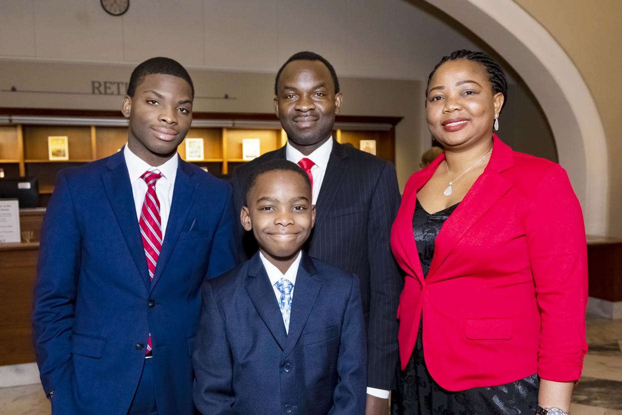 The Adewumi family after being officially granted asylum in the U.S. in December 2022.  / Credit: Kayode Adewumi
