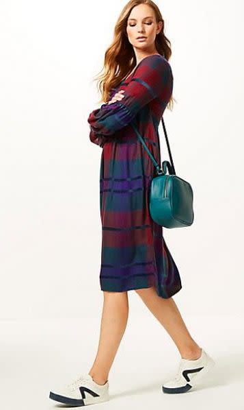 9) Checked longline skater dress