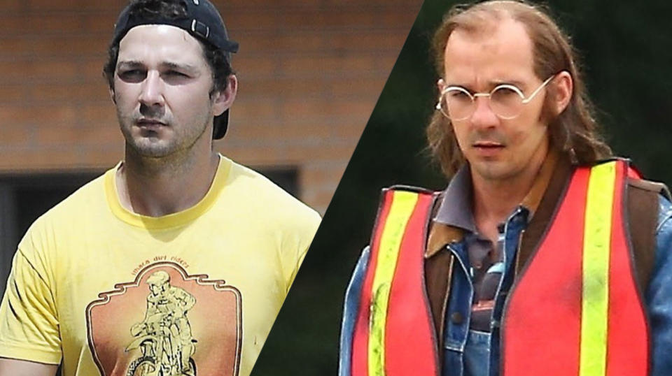 <p>LaBeouf will play a character, James Lort, based on his own father, from a screenplay he’s written, so this look was basically all his idea. </p>