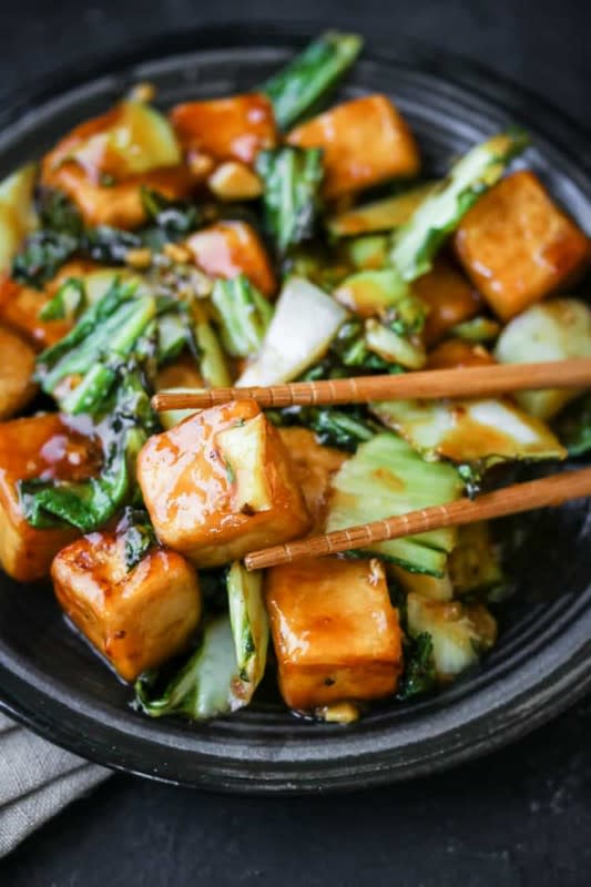 <p>Sichuan peppers add bold flavor to this tasty bok choy tofu stir-fry!</p><p><strong>Get the recipe: <a href="https://thewanderlustkitchen.com/sichuan-bok-choy-tofu-stir-fry/" rel="nofollow noopener" target="_blank" data-ylk="slk:Sichuan Bok Choy Tofu Stir Fry;elm:context_link;itc:0;sec:content-canvas" class="link "><em>Sichuan Bok Choy Tofu Stir Fry</em></a></strong></p>