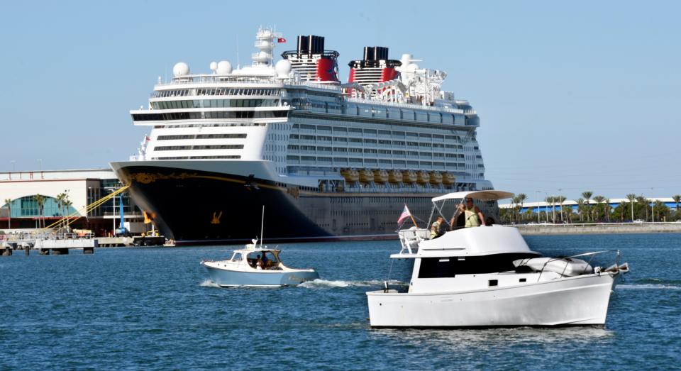 Five of the originally planned six cruise ships planned for Sunday were at Port Canaveral on December 26, including the Disney Fantasy.