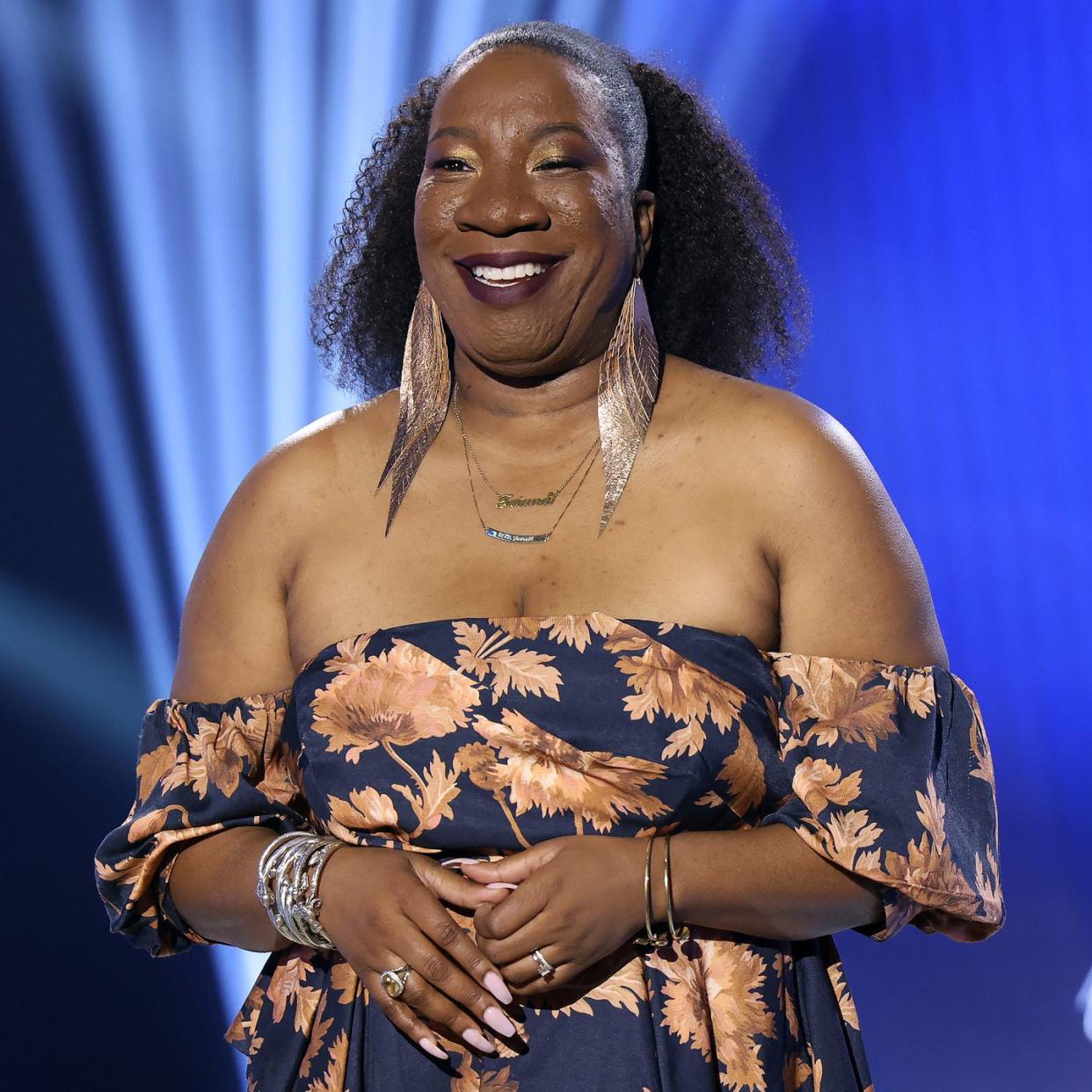 los angeles, california april 22 in this image released on april 22, 2021, tarana burke speaks onstage during essence black women in hollywood awards in los angeles, california photo by randy shropshiregetty images for essence