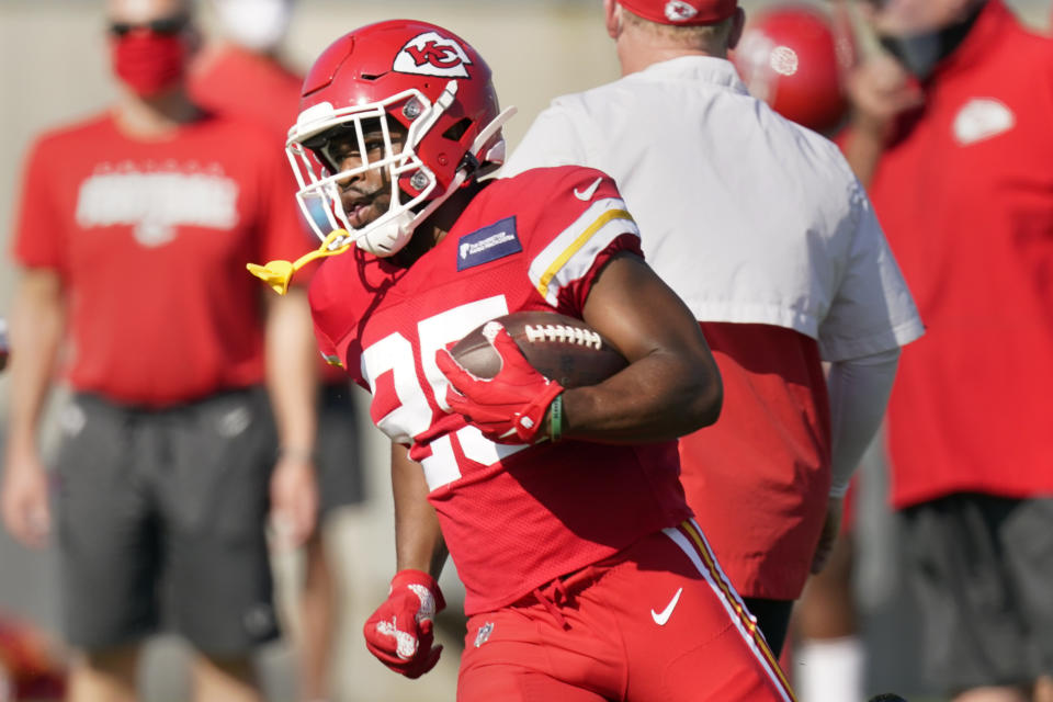 Kansas City Chiefs running back Clyde Edwards-Helaire should have a featured role this season. (AP Photo/Charlie Riedel)