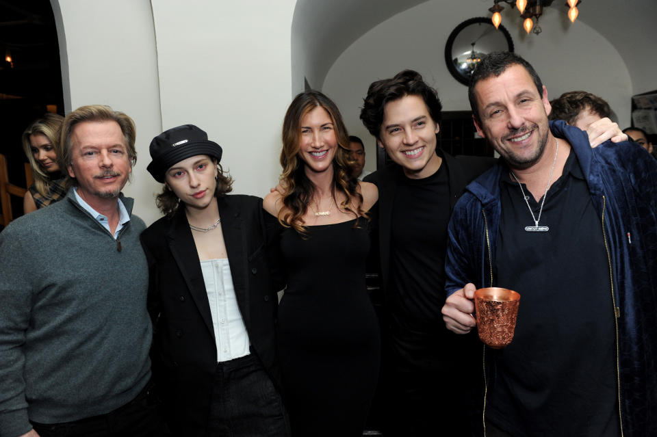 David Spade, King Princess, Jackie Sandler, Cole Sprouse and Adam Sandler attend the Los Angeles premiere of "Uncut Gems" on Wednesday. (Photo: Joshua Blanchard via Getty Images)