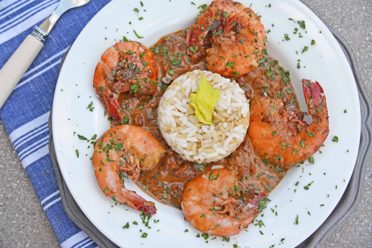 <p>Savory Experiments</p><p>A spicy Cajun shrimp dish that is perfect for dinner or celebrating Mardi Gras and Fat Tuesday!</p><p><strong>Get the recipe:</strong><a href="https://www.savoryexperiments.com/voodoo-shrimp-creole/" rel="nofollow noopener" target="_blank" data-ylk="slk:Voodoo Shrimp Creole;elm:context_link;itc:0;sec:content-canvas" class="link rapid-noclick-resp"> <strong>Voodoo Shrimp Creole</strong></a></p>