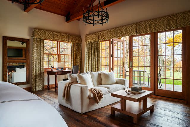 <p>Auberge Resorts Collection</p> A room with a pastoral view at the Primland resort.