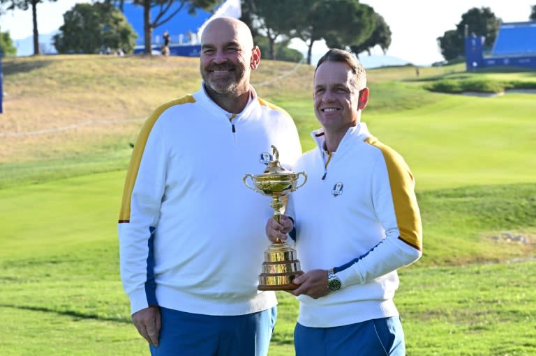 Thomas Bjorn (left) will again serve as an assistant to Europe captain Luke Donald at the 2025 Ryder Cup (Andreas SOLARO)