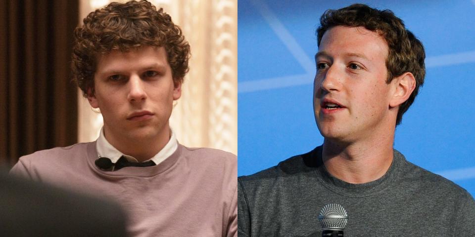 Jesse Eisenberg and Mark Zuckerberg