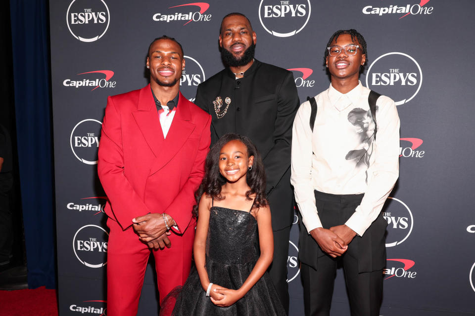 Bronny James, LeBron James, Zhuri James and Bryce James (Christopher Polk / Variety via Getty Images)