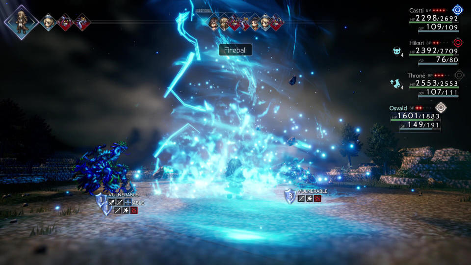 In-game screenshot of Octopath Traveler 2 combat