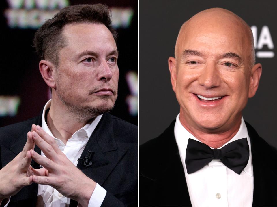 Composite picture of Elon Musk and Jeff Bezos