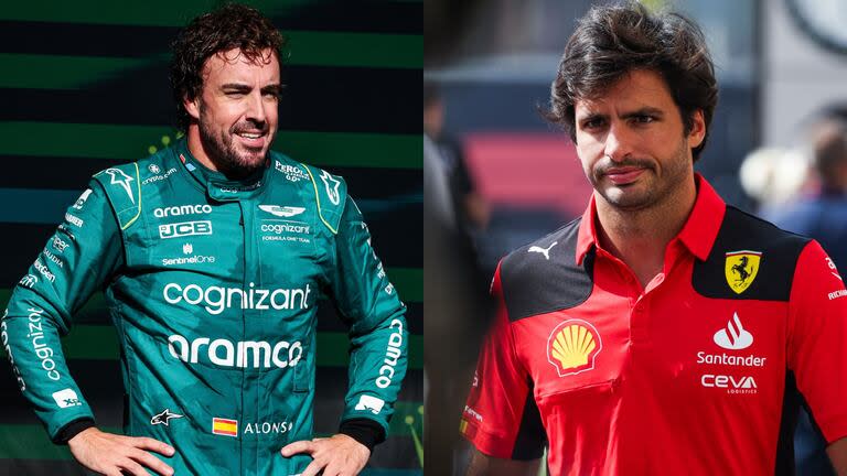 Fernando Alonso y Carlos Sainz Jr., los dos pilotos españoles de los que Franco Colapinto hizo referencia con sus humoradas en la televisión