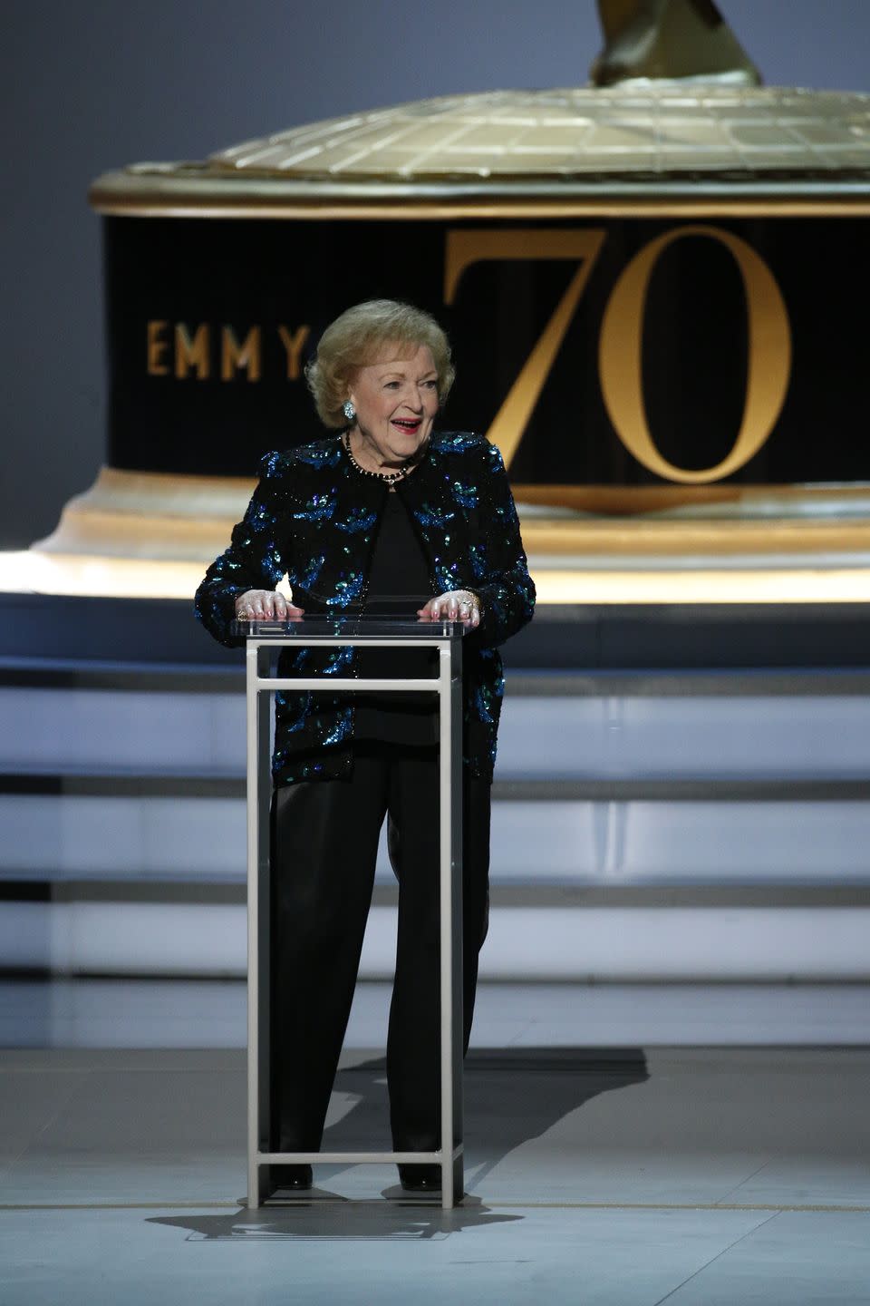 <p>Betty was there at the very first Emmy Awards in 1949, and she was present at the 70th when they honored her on-stage. She was gracious as always as she thanked everyone, got a few laughs, and smiled that gorgeous smile. Betty, we love you! </p>