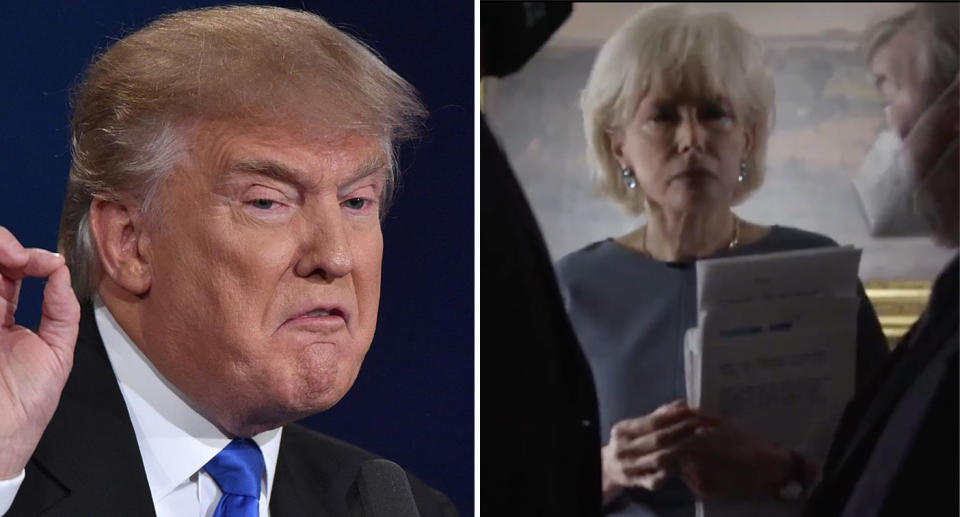 Donald Trump pictured left. 60 Minutes journalist Leslie Stahl is pictured right.