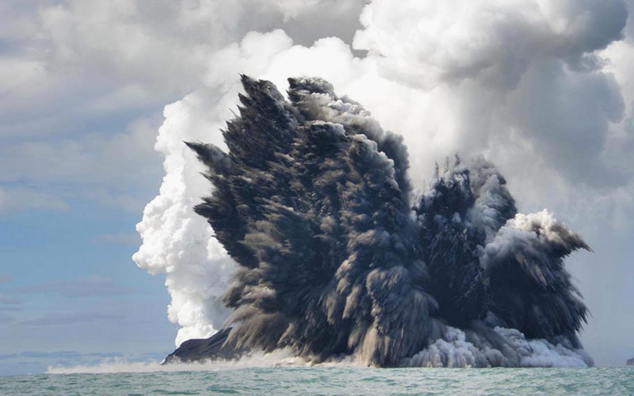 An undersea volcano is seen erupting off the coast of Tonga in March 18, 2009 - Getty Images 