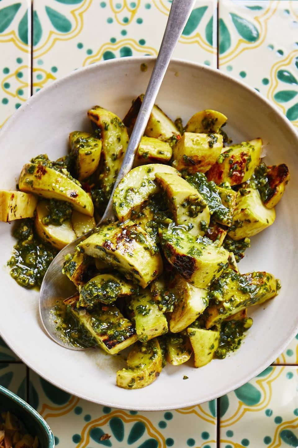 Seared Summer Squash With Pistachio Pesto