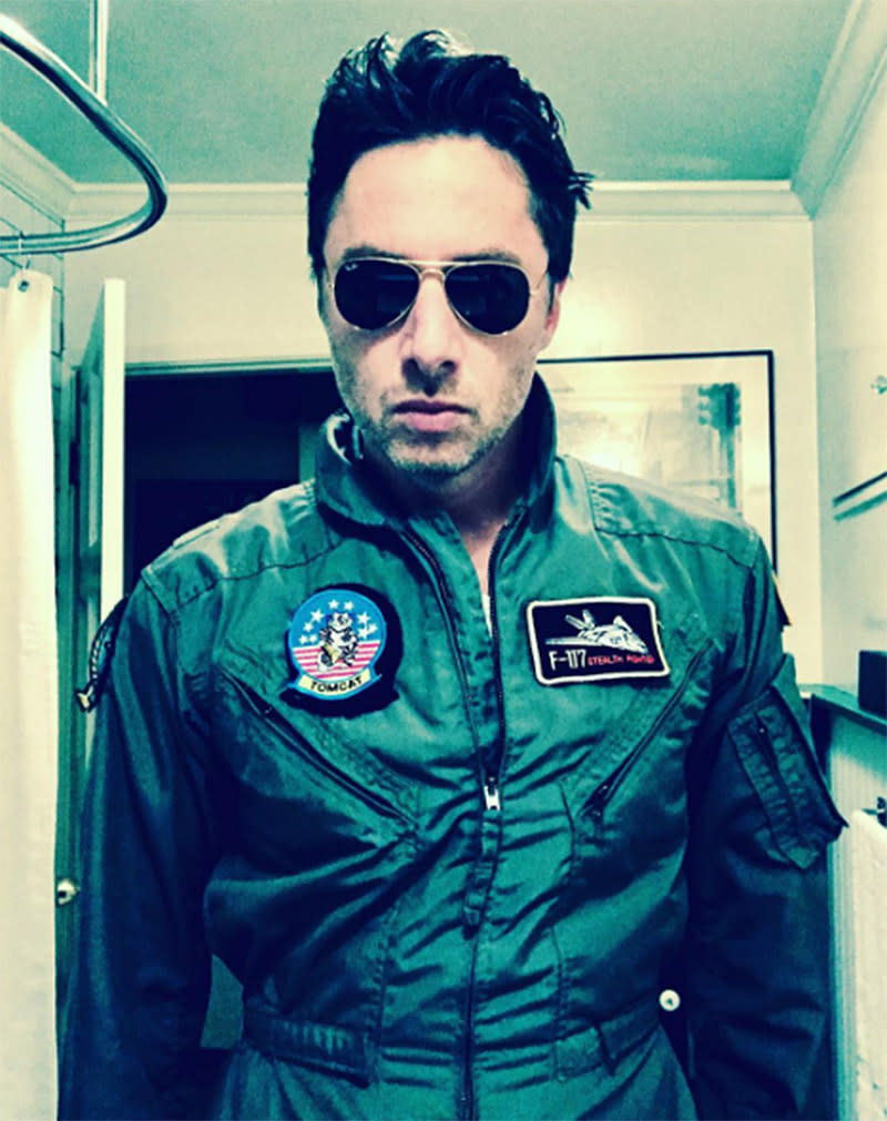 <p>The actor struck a serious pose as <i>Top Gun’</i>s Maverick: “You can be my wingman anytime.” (Photo: <a rel="nofollow noopener" href="https://www.instagram.com/p/BMKFKKKjSTD/" target="_blank" data-ylk="slk:Instagram;elm:context_link;itc:0;sec:content-canvas" class="link ">Instagram</a>) </p>