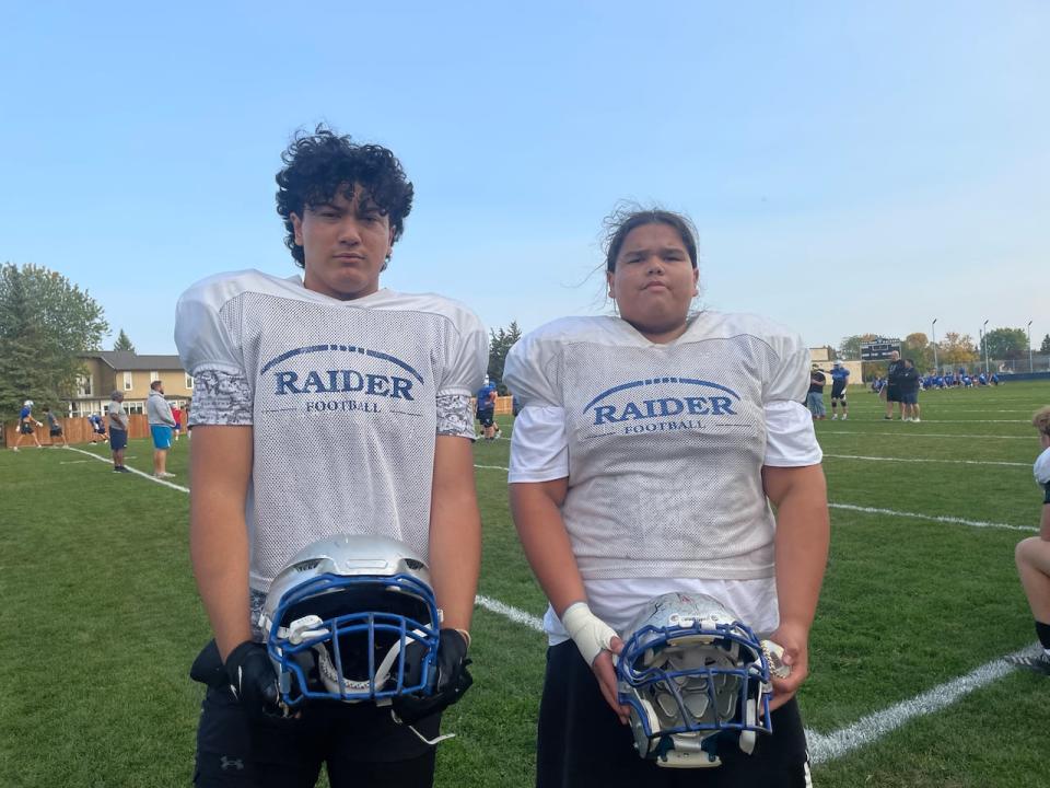 Dawson Andrews, left, and Rocco Linklater came up with the designs for the special reconciliation jersey.  