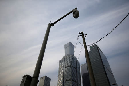 A pole stands in Beijing's central business area, China January 18, 2019. Picture taken January 18, 2019. REUTERS/Jason Lee