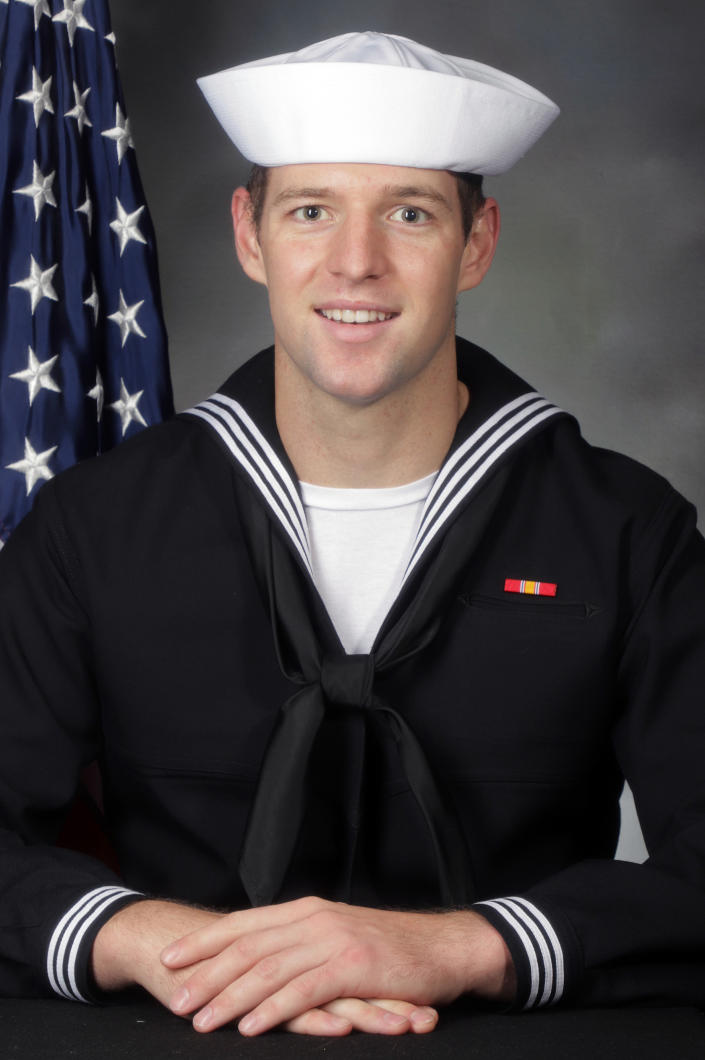 An undated photo provided by The New York Times of Seaman Kyle Mullen, who joined the Navy after being captain of the Yale football team. (The New York Times)