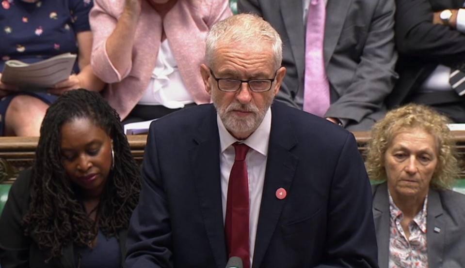 Jeremy Corbyn during PMQs. (PA)