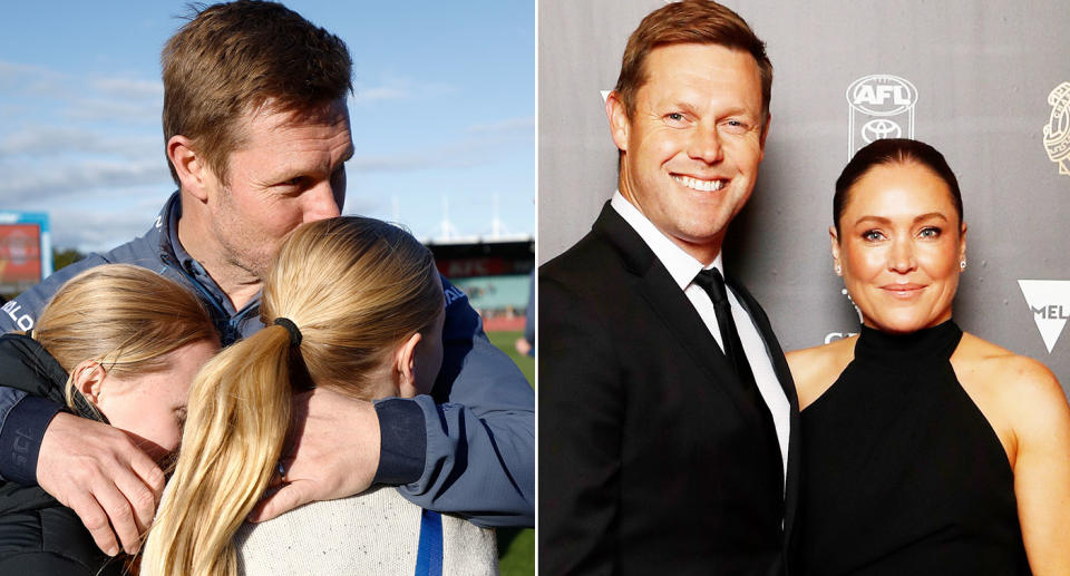 Pictured right is Hawthorn coach Sam Mitchell and wife Lyndall.