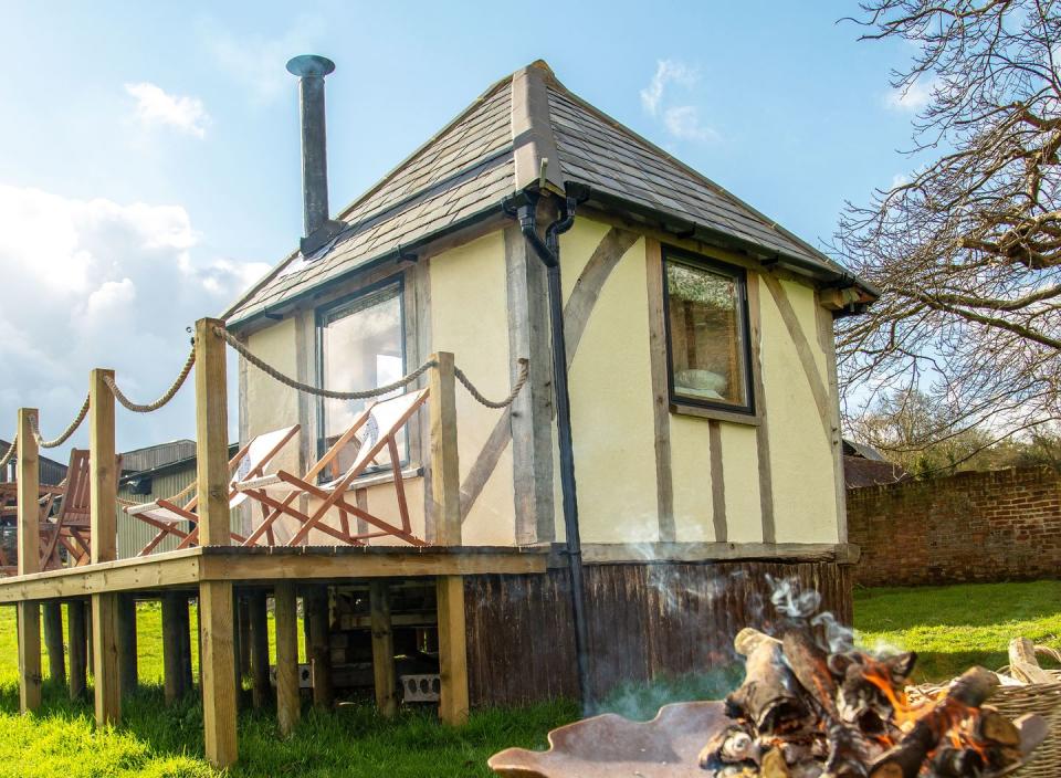 <p>If you're searching for a bucolic glamping setting, where your closest neighbours are cows and birds, Broxhall Farm's Herdman's Hut in Kent is an ideal choice. Hand-made by the local farmer, this cosy, characterful space overlooks rolling hills that eventually fall away to reveal a country pub accessible by walking distance. In the summer, you'll want to sit outside on the decking with a glass of wine by the fire-pit, while in the winter the indoor wood-burner will keep you warm. A special breakfast hamper, complete with homemade granola, yoghurt and fresh fruit, will be delivered to your door on request. If you do decide to venture beyond your tranquil spot, a network of footpaths offers scenic walking routes peppered by wild orchids and cowslips; or head to nearby Canterbury or Whitstable for good restaurants and snug pubs festooned in hops.</p><p>Broxhall Farm, Pett Bottom, Canterbury, Kent. Visit <a href="https://www.broxhallfarm.co.uk/" rel="nofollow noopener" target="_blank" data-ylk="slk:Broxhallfarm.co.uk;elm:context_link;itc:0;sec:content-canvas" class="link ">Broxhallfarm.co.uk</a> for more information.</p>