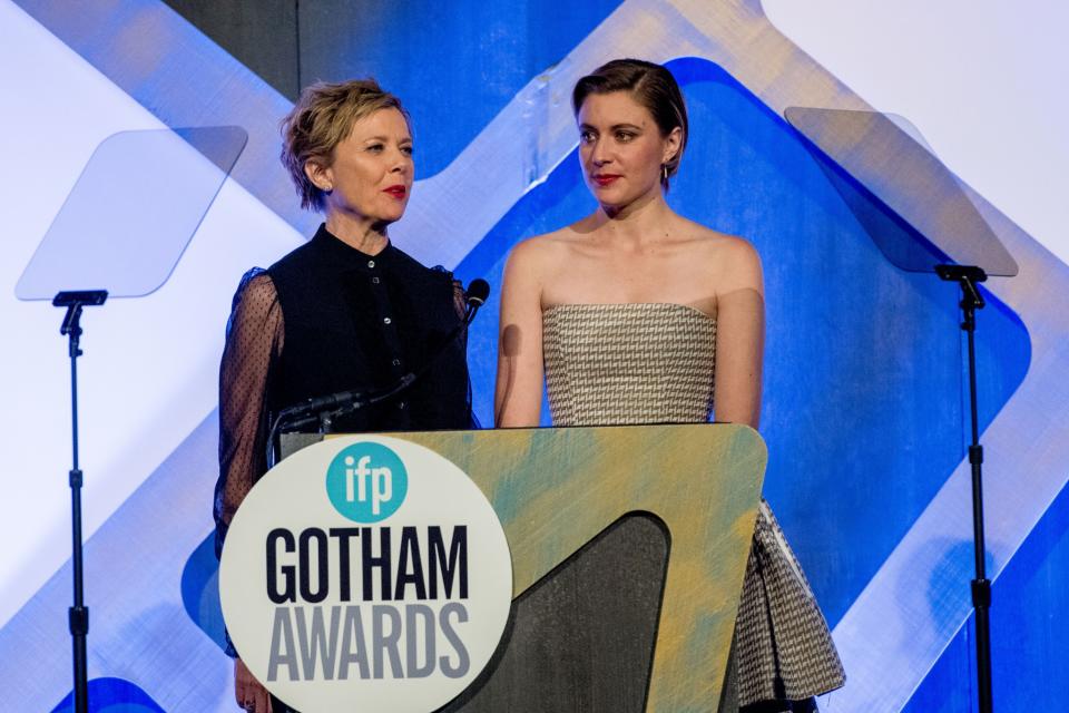 <p>Annette Bening with Greta Gerwigattend the 26th Annual Gotham Independent Film Awards. (Photo by Roy Rochlin/FilmMagic) </p>