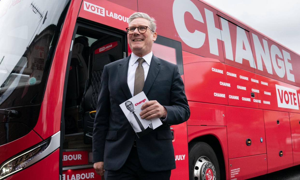 <span>Keir Starmer arrives in Halesowen after unveiling Labour’s manifesto in Manchester last week. </span><span>Photograph: Stefan Rousseau/PA Wire</span>