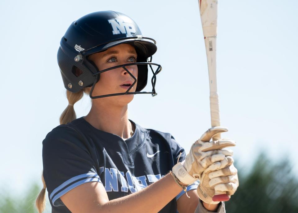 North Penn's Bella Nunn steps up to the plate during a May 2023 softball game.