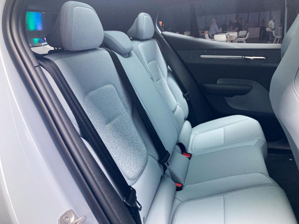 A view across the back seats of the Volvo EX30.