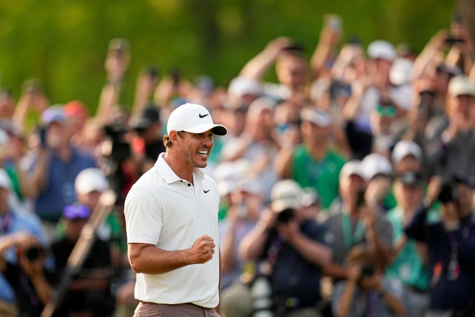 Brooks Koepka celebrates after winning the PGA Championship golf tournament at Oak Hill Country Club on Sunday, May 21, 2023, in Pittsford, N.Y.