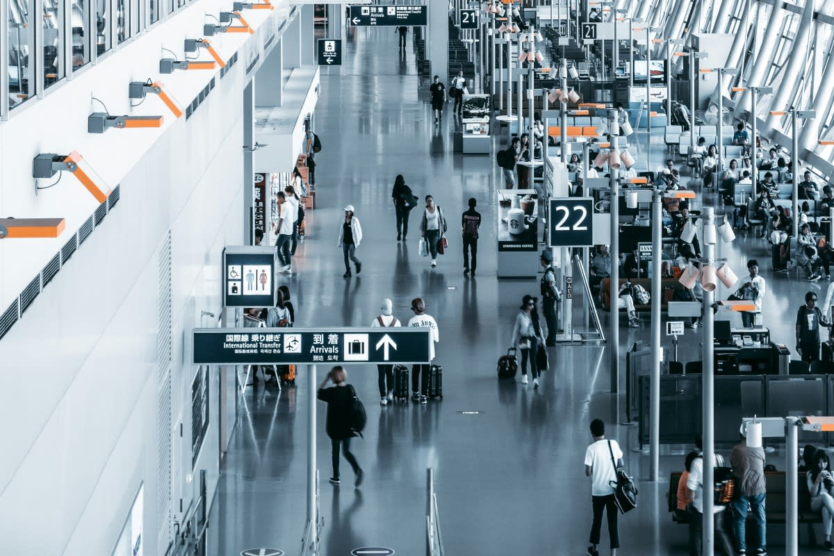 aerial view of a terminal in the airport