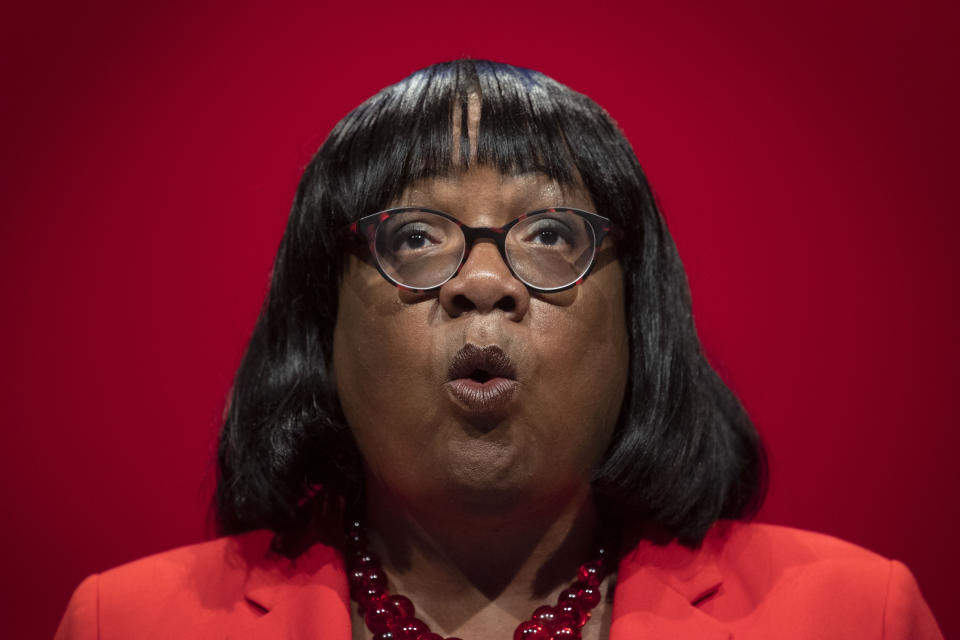 Diane Abbott addressing the Labour Party annual conference at the Brighton Centre, Brighton.