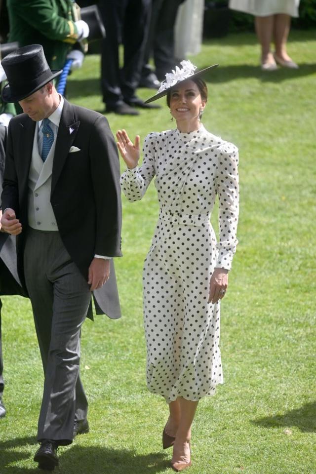 Kate Middleton wows in polka dot dress as she and Prince William lead  Royals at Ascot while Queen, 96, stays at home