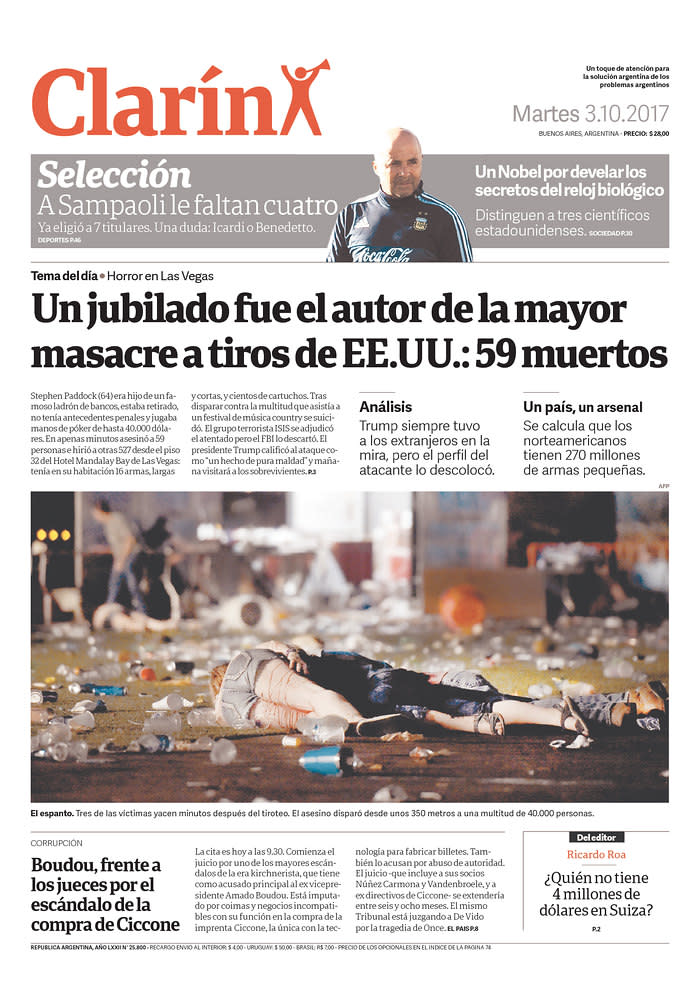<p>“Clarin,” published in Buenos Aires, Argentina. (newseum.org) </p>