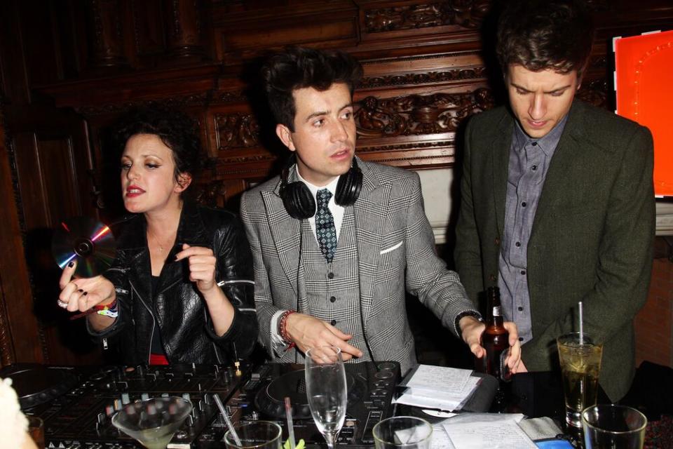 annie mac nick grimshaw and greg james at the brit awards party in 2012