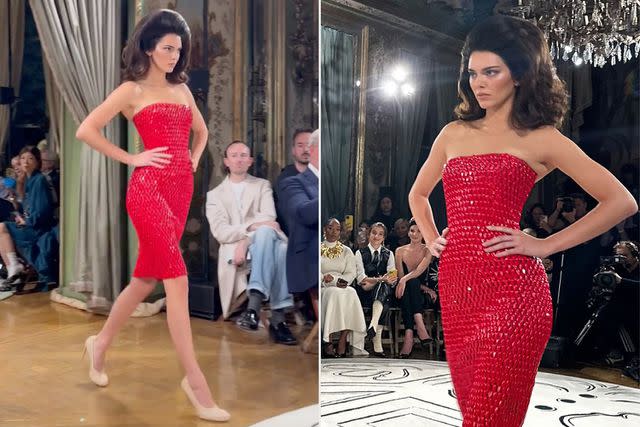 <p>kyliejenner/Instagram</p> Kendall Jenner closes the Schiaparelli show at Paris Fashion Week