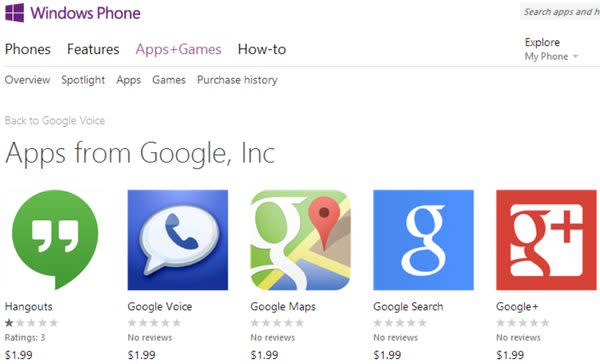 Fake Google Apps Show Up in Windows Phone Store