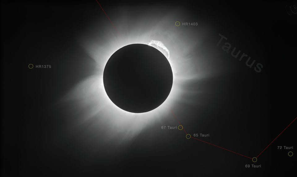 a black scape with a black circle in the middle, which blocks a bright bright light, shooting from its edges.