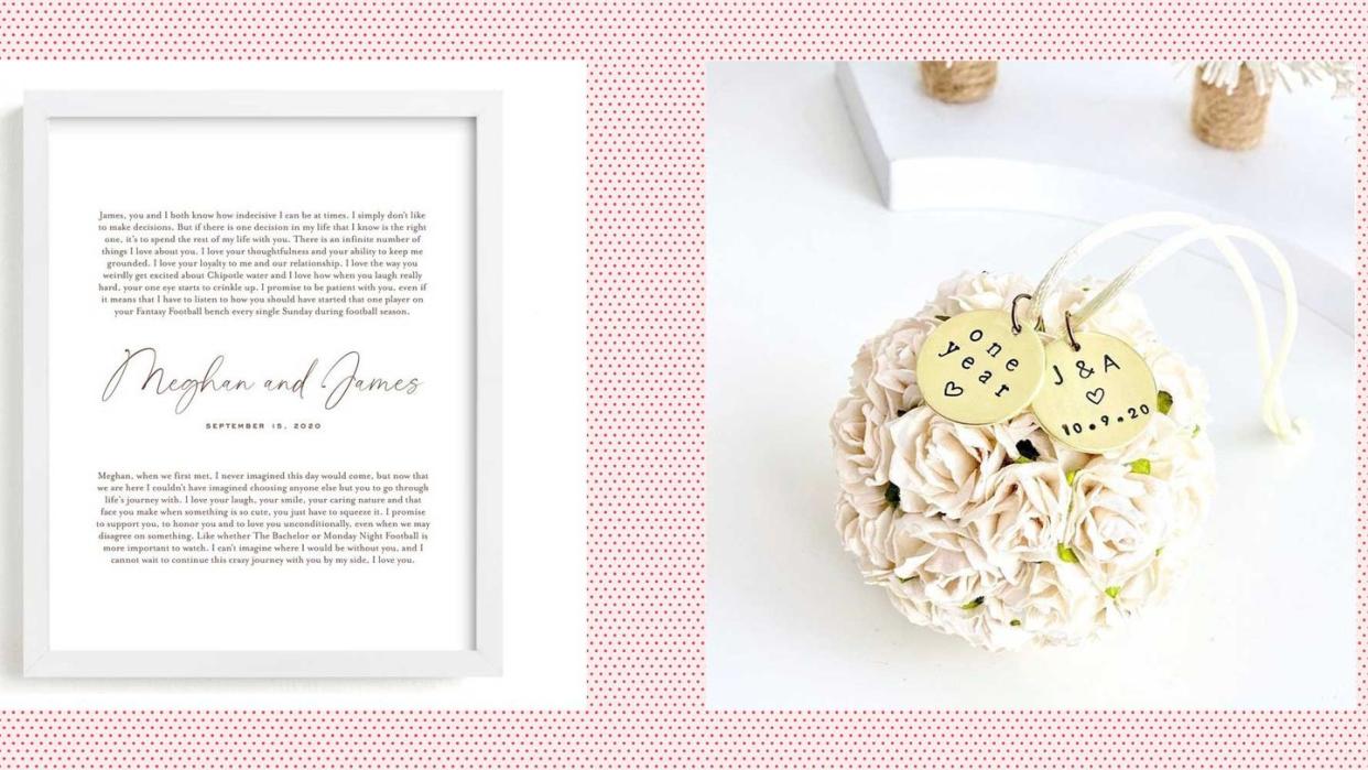 first year anniversary gifts our vows art print and paper flower ornament