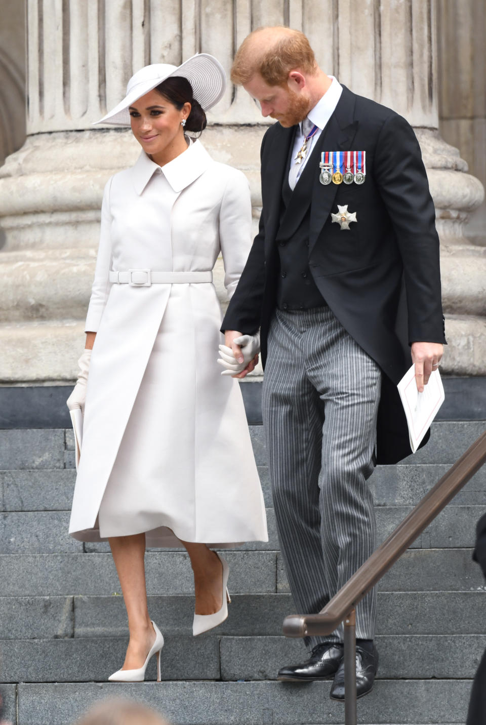 Meghan, The Duchess of Sussex and Prince Harry the Duke of Sussex attending Service of Thanksgiving to celebrate the Platinum Jubilee of Her Majesty The Queen  part of the Platinum Jubilee celebrations, St Paul�s Cathedral. Credit: Doug Peters/EMPICS