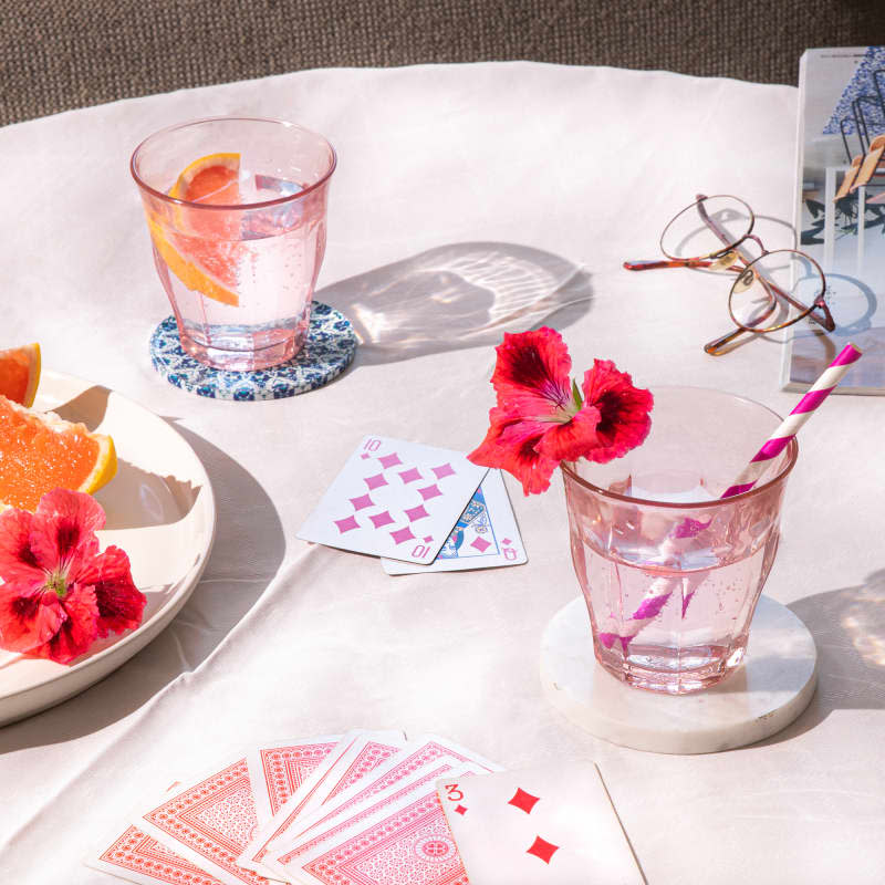 Duralex Pink Blush collection glasses on table