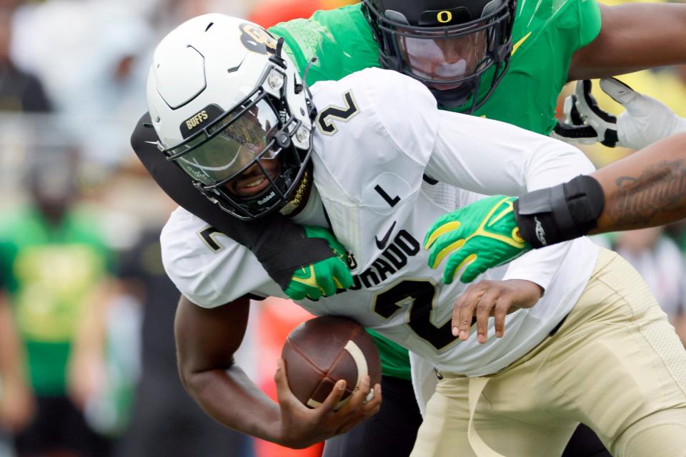 Colorado QB Shedeur Sanders is the most-sacked quarterback in major college football (45 times).