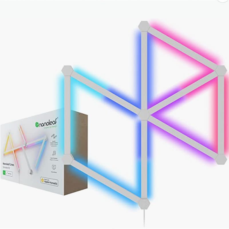 <p><strong>Nanoleaf</strong></p><p>amazon.com</p><p><strong>$179.99</strong></p><p><a href="https://www.amazon.com/dp/B09LWVWN8M?tag=syn-yahoo-20&ascsubtag=%5Bartid%7C10054.g.14381053%5Bsrc%7Cyahoo-us" rel="nofollow noopener" target="_blank" data-ylk="slk:Shop Now;elm:context_link;itc:0" class="link ">Shop Now</a></p><p>RGB gamer lights look high quality and far nicer than the lighting they have now.</p>