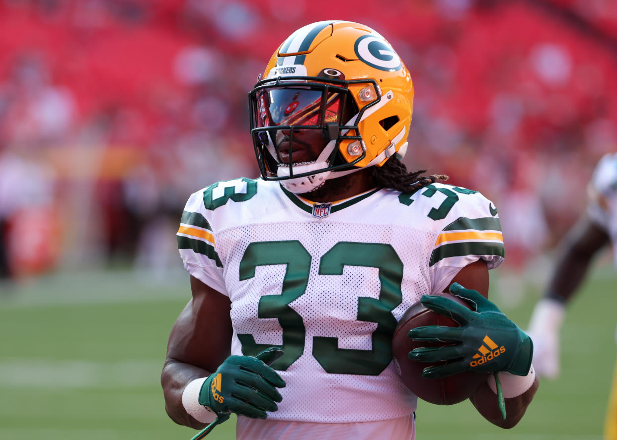 Green Bay Packers running back Aaron Jones (33) has big fantasy value