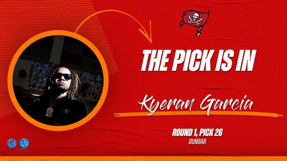 Dunbar linebacker Kyeran Garcia, selected 26th overall by the Tampa Bay Buccaneers