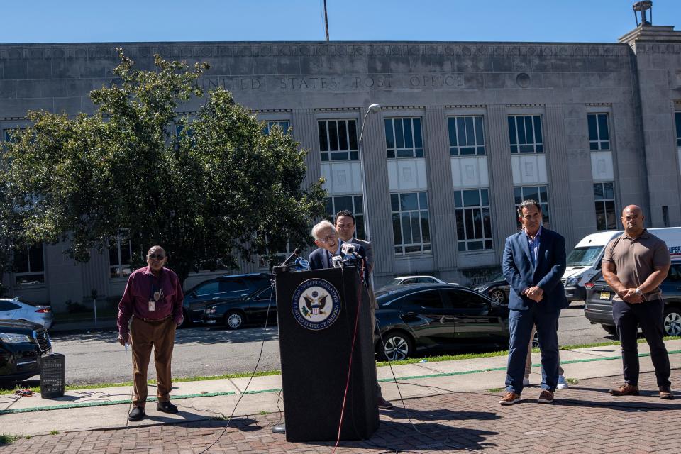 U.S. Congressman Bill Pascrell, Jr. speaks during a press conference in Paterson, NJ on Thursday, August 31, 2023 to detail new federal efforts to combat mail theft.