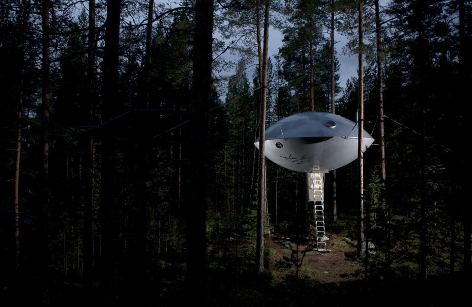 <p>Want an otherworldly experience? Check into Treehotel in Sweden’s Norrland region and you could find yourself in this bizarre-looking UFO, which features electronic steps, underfloor heating and accommodation for up to five people. Other options in this network of luxury treehouses include a ‘Bird’s Nest’ and an apparently invisible ‘Mirrorcube’. From £446 per night. [Photo: Canopy & Stars] </p>