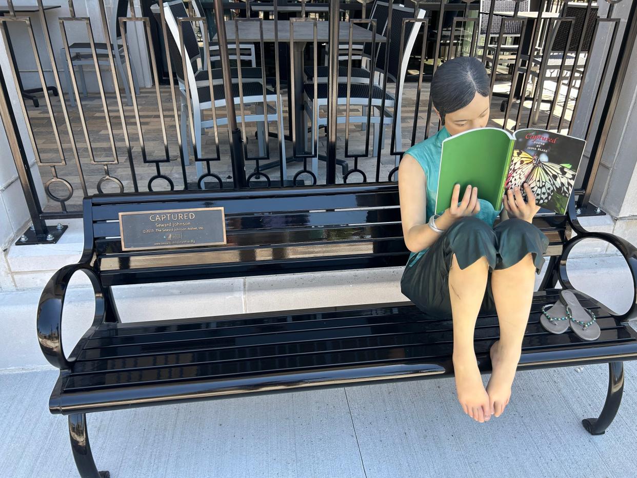 "Captured," a sculpture created by J. Seward Johnson Jr., was unveiled in a plaza at the 1st ON MAIN development in Carmel on June 5, 2024.